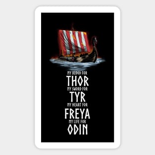 Norse Gods - Thor Tyr Freya Odin - Viking Longship Magnet